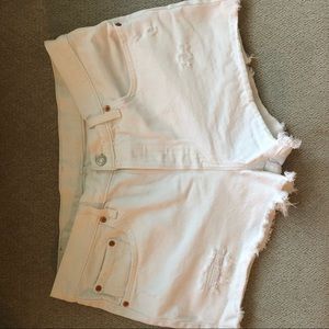 White Levi denim shorts